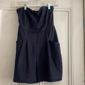 Y2K styled romper dark denim blue color